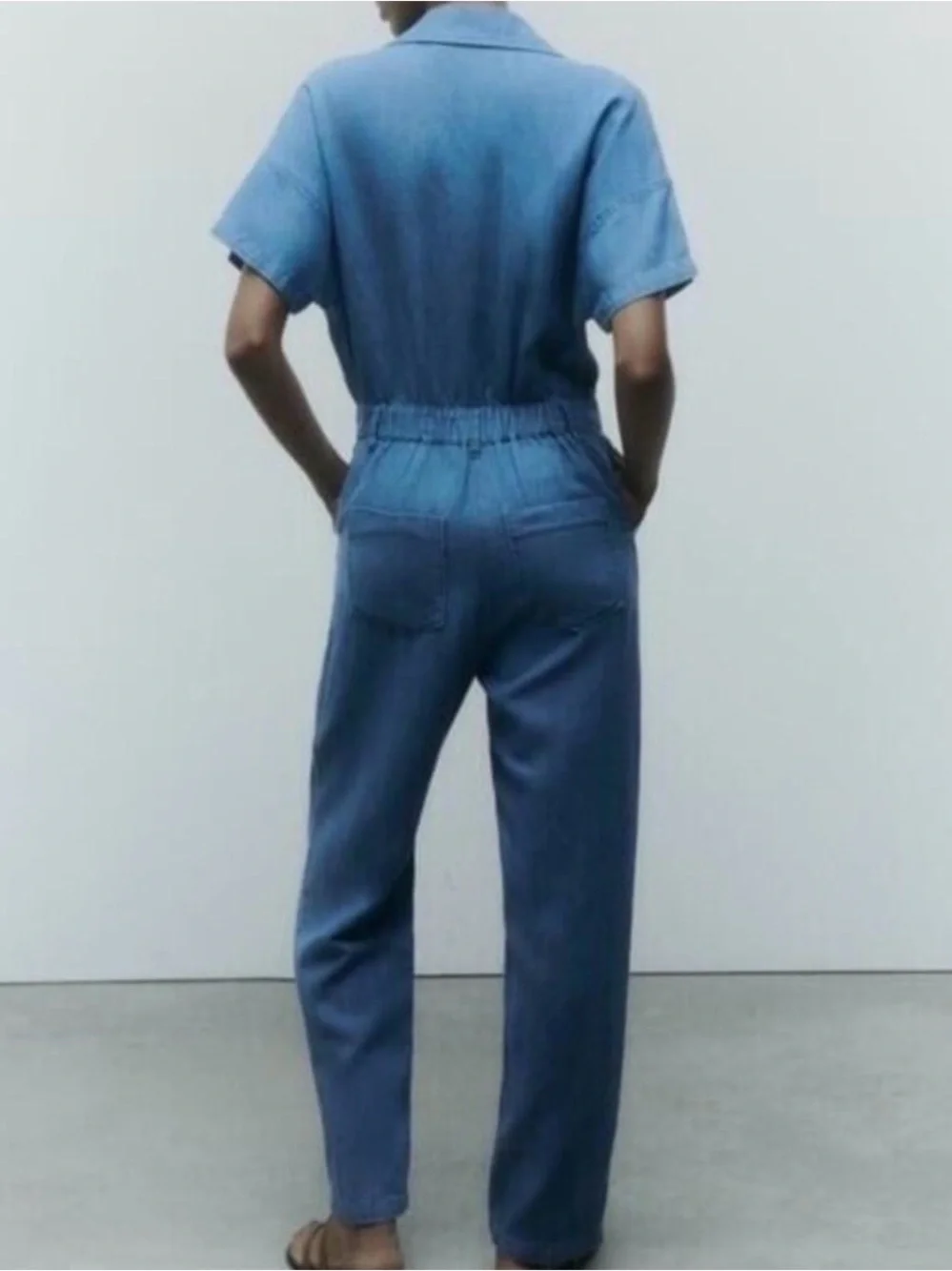 Zara Z1075 Short-Sleeve Denim Jumpsuit
